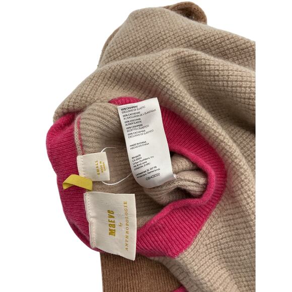 Maeve Brown Cashmere Colorblocked Sweater Size S - Picture 4 of 4